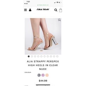 alia strappy perspex high heels in clear nude